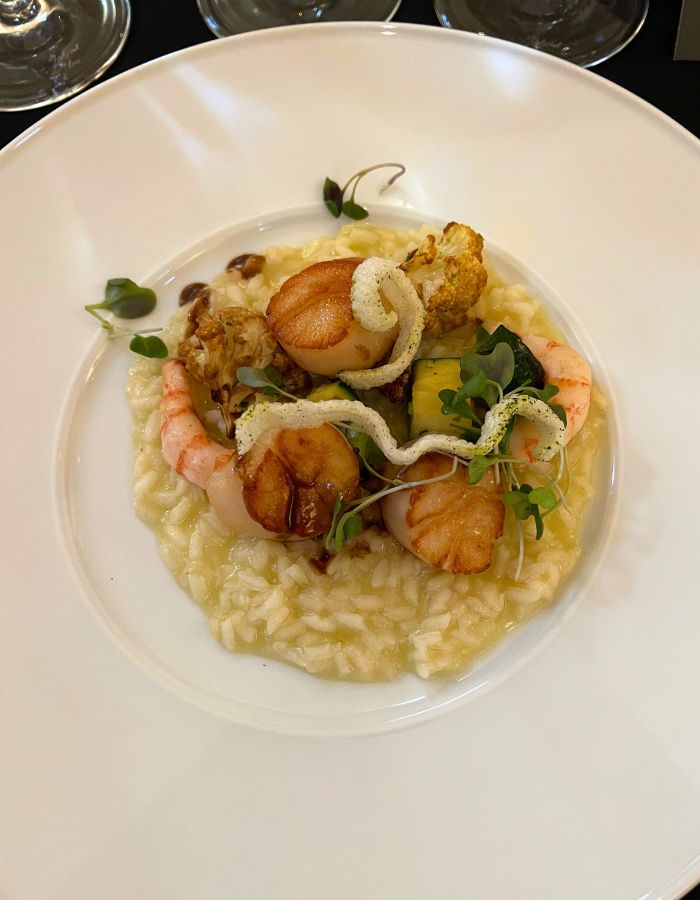 Risotto topped with scallops